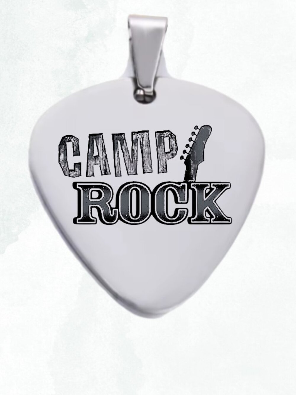 Silver Guitar Pick Camp Rock Necklace Pendant